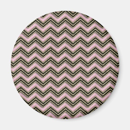 Schwarz-Rosa-Zigzag-Muster Magnet (Vorne)