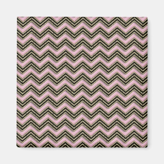 Schwarz-Rosa-Zigzag-Muster Magnet (Vorne)