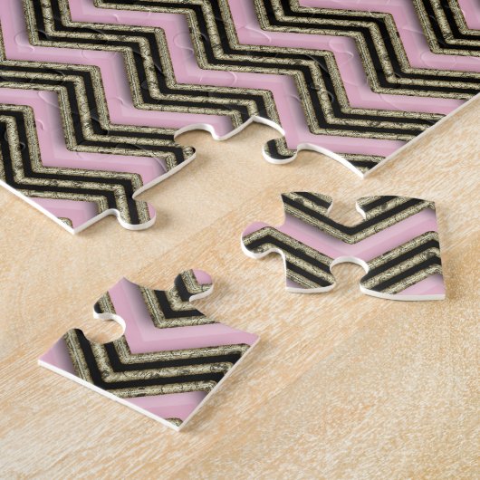 Schwarz-Rosa-Zigzag-Muster Puzzle (Seite)