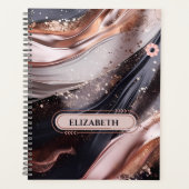Schwarz-Rose-Gold-Hintergrund Planer (Vorderseite)
