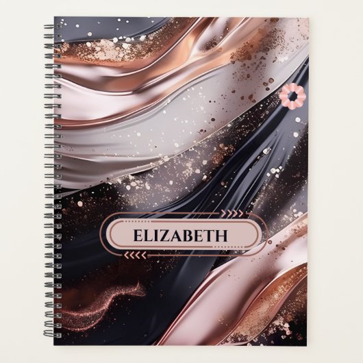 Schwarz-Rose-Gold-Hintergrund Planer (Vorderseite)