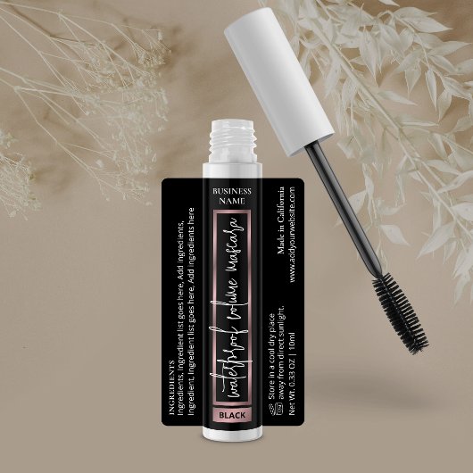 Schwarz & Rose Gold Lash Serum Kosmetische Tube Ma Etiketten