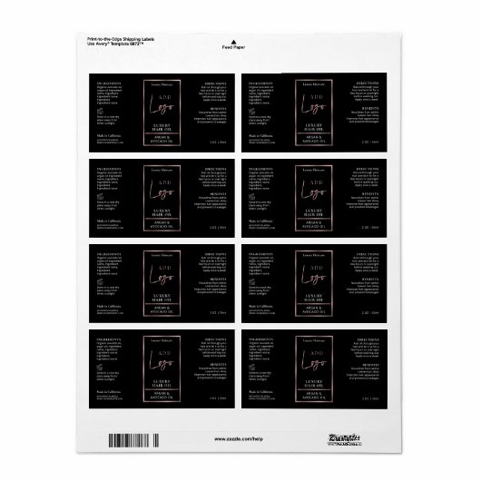 Schwarz-Rose-Gold-Logo 2 OZ Kosmetische Flaschenab (Vorne)