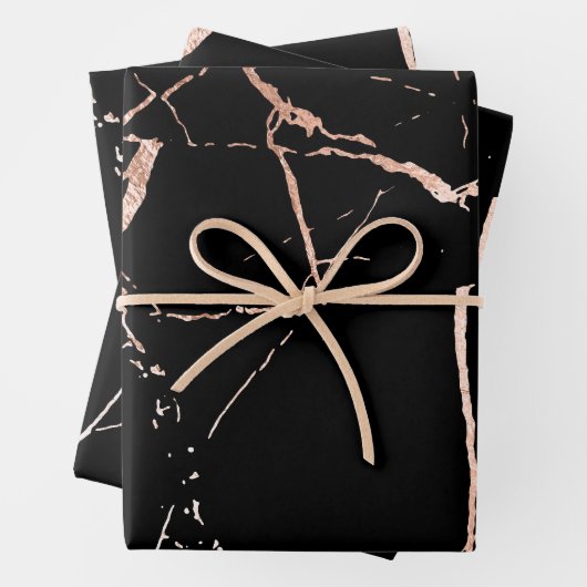 Schwarz-Rose-Gold-Marmor Geschenkpapier Set (Beispiel)