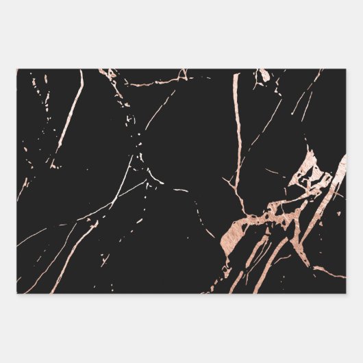 Schwarz-Rose-Gold-Marmor Geschenkpapier Set (Vorderseite 3)