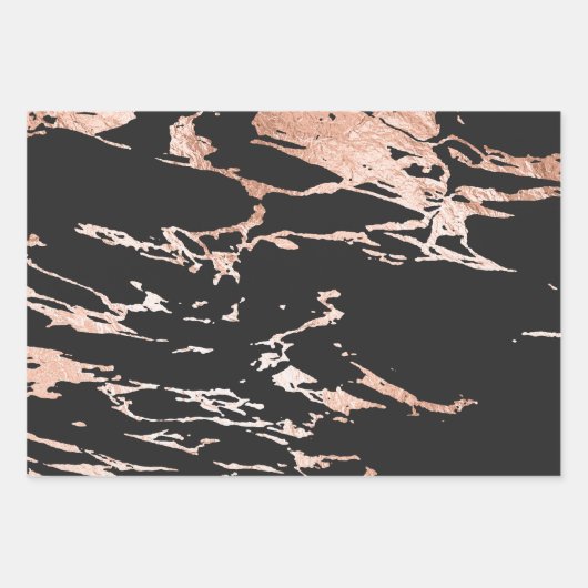 Schwarz-Rose-Gold-Marmor Geschenkpapier Set (Vorderseite 2)