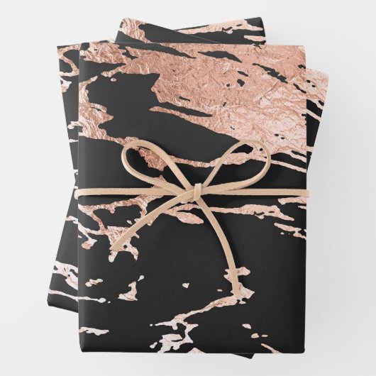 Schwarz-Rose-Gold-Marmor Geschenkpapier Set (Beispiel)