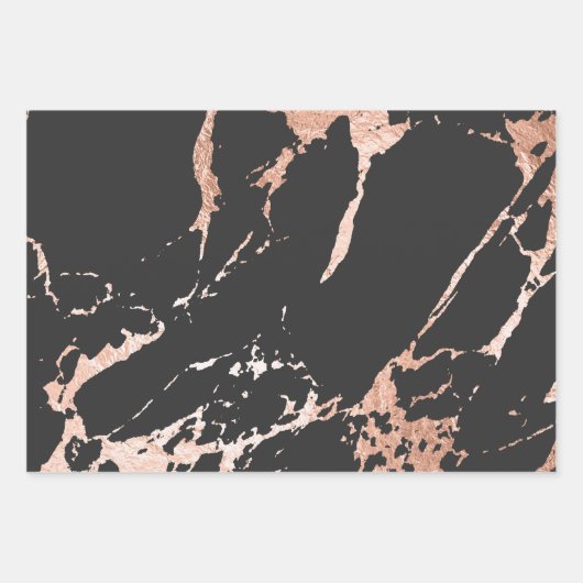 Schwarz-Rose-Gold-Marmor Geschenkpapier Set (Vorderseite 2)