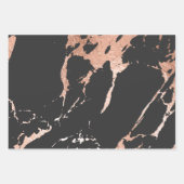 Schwarz-Rose-Gold-Marmor Geschenkpapier Set (Vorderseite)