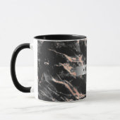Schwarz-Rose-Gold-Marmor, Name auf Silberband-Tass Tasse (Links)