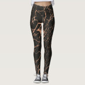 Schwarz-Rose-Gold-Marmorkleckse-Muster Leggings (Vorderseite)
