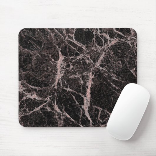 Schwarz & Rose Gold Rosa Glitzer Marmorschlauch Mousepad (Mit Mouse)