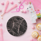 Schwarz & Rose Gold Rosa Glitzer Marmorschlauch Pappteller (Party)