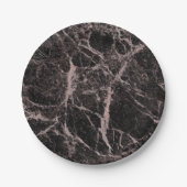 Schwarz & Rose Gold Rosa Glitzer Marmorschlauch Pappteller (Vorderseite)