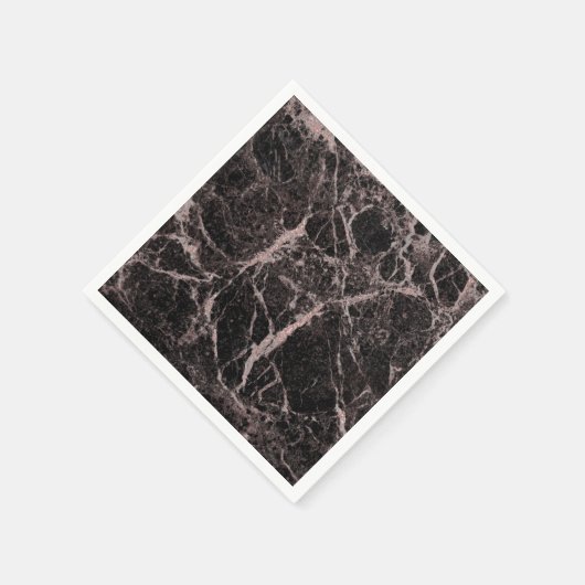 Schwarz & Rose Gold Rosa Glitzer Marmorschlauch Serviette (Ecke)