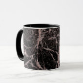 Schwarz & Rose Gold Rosa Glitzer Marmorschlauch Tasse (Vorderseite Links)