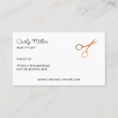 Schwarz & Rose Gold Schere Muster Haarstiel Visitenkarte (Rückseite)