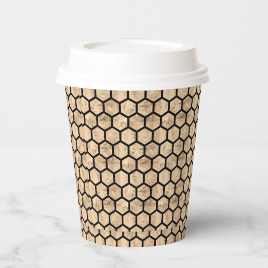 Schwarz-Rose-Goldwabengrafik Pappbecher (Links)