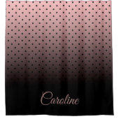 Schwarz-Rose-Punktmuster Duschvorhang (Vorderseite)