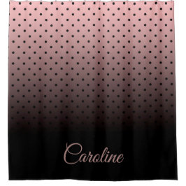 Schwarz-Rose-Punktmuster Duschvorhang