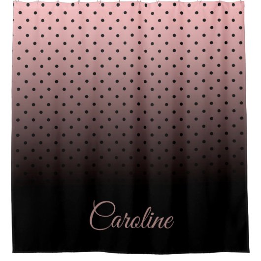 Schwarz-Rose-Punktmuster Duschvorhang (Vorderseite)