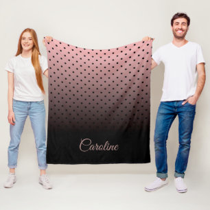 Schwarz-Rose-Punktmuster Fleecedecke