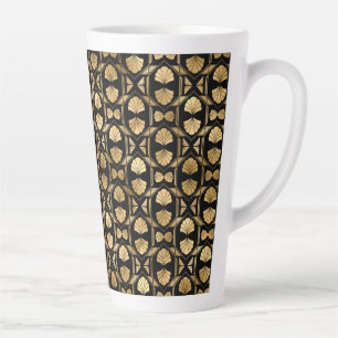 Schwarz-Roségold Art Deco große Latte-Mug Milchtasse