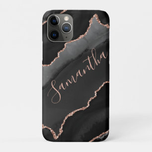 Schwarz & Roségold falscher Glitter Achat Case-Mate iPhone Hülle