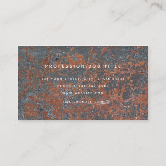 Schwarz-Rost-Metallic-Textur Monogramm erste Visitenkarte (Rückseite)