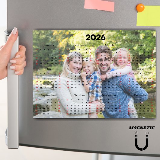 Schwarz & Rot 2026 Kalender Benutzerfoto Magnet