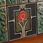 Schwarz-Rot-Abstrakte Blume Mitte des Jahrhunderts Fliese<br><div class="desc">Diese exquisite, moderne Keramik-Kachel aus der Mitte des Jahrhunderts ist eine liebevolle Hommage an die altehrwürdige Kunsthandwerksbewegung. In unserem Workshop in Barcelona wurden abstrakte symmetrische Formen entwickelt und die faszinierende Faszination moderner Imitate-Relieffliesen aus der Mitte des Jahrhunderts nachahmt. Die symmetrischen Designs spiegeln ein harmonisches Gleichgewicht wider, den idealen Ausdruck abstrakter...</div>
