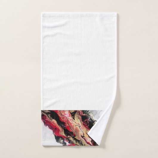 Schwarz-Rot-Abstrakte Grenze Badhandtuch Set (Handtuch)