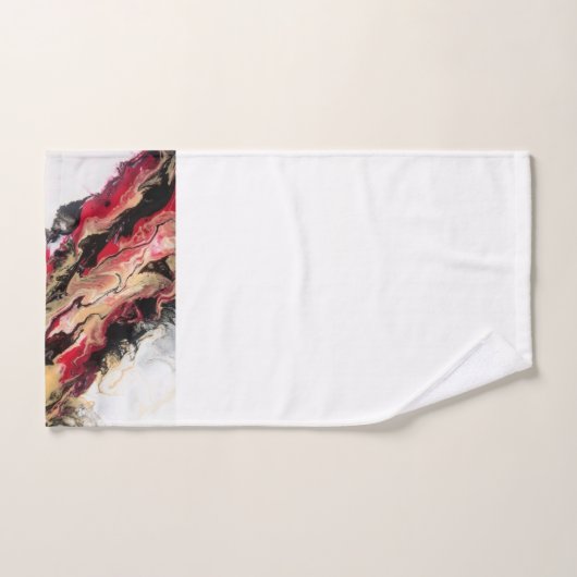 Schwarz-Rot-Abstrakte Grenze Badhandtuch Set (Handtuch)