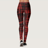 Schwarz-Rot-Abstraktes Streifenmuster Leggings (Rückseite)