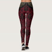 Schwarz-Rot-Antike Damaskeulenstil Leggings (Rückseite)