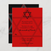 Schwarz-Rot-Bar Mitzvah-UAWG-Antwortkarte RSVP Karte (Vorne/Hinten)