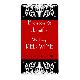 Schwarz-Rot-Barock-Hochzeit Mini-Weinmarken