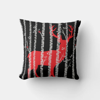Schwarz-Rot-Birkenwald-Pillow Kissen