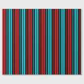 Schwarz Rot Blau Streifen Muster Geschenkpapier (Flach)