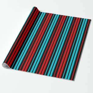 Schwarz Rot Blau Streifen Muster   Geschenkpapier