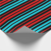 Schwarz Rot Blau Streifen Muster Geschenkpapier (Ecke)