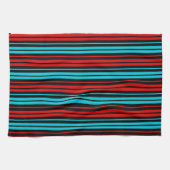Schwarz Rot Blau Streifen Muster   Geschirrtuch (Horizontal)