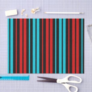 Schwarz Rot Blau Streifen Muster Seidenpapier