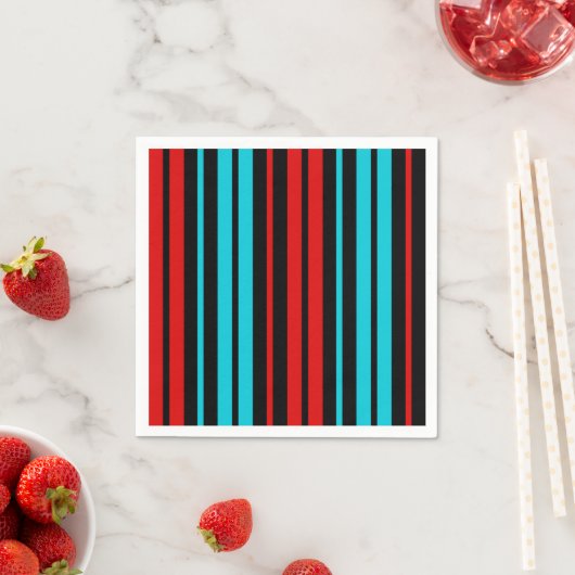 Schwarz Rot Blau Streifen Muster Serviette (Beispiel)