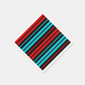 Schwarz Rot Blau Streifen Muster Serviette (Ecke)