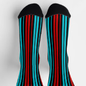 Schwarz Rot Blau Streifen Muster Socken (Oben)