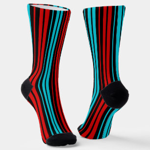 Schwarz Rot Blau Streifen Muster Socken