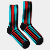 Schwarz Rot Blau Streifen Muster Socken (Rechts)
