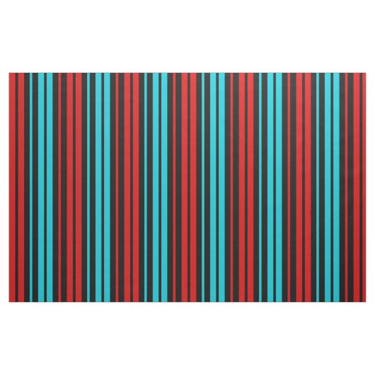 Schwarz Rot Blau Streifen Muster Stoff (Fat Quarter (45,7 x 55,9 cm))