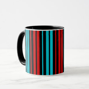 Schwarz Rot Blau Streifen Muster Tasse